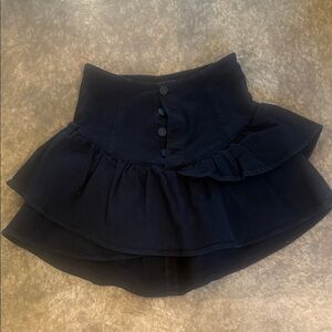 MOTHER Black Tiered Denim Mini Skirt